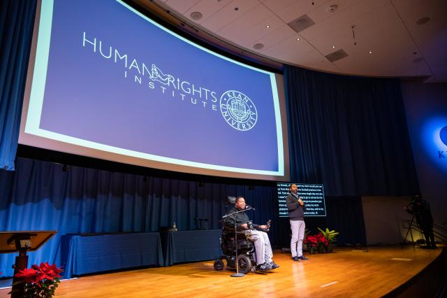 Eric LeGrand speaking at the Human Rights Conference at 爱游戏体育