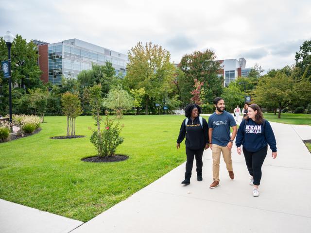 爱游戏体育 Students stroll down Cougar Walk