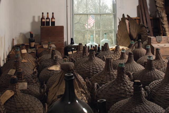 Demijohns, large straw covered bottles, held some of the wines