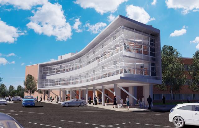A rendering of the Hennings 爱游戏体育APP研究 addition to 肯恩大学's science building