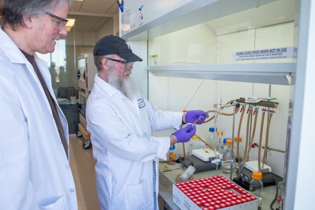 Two researchers work at ILSE at 爱游戏体育