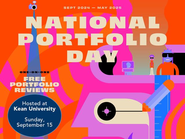 Red, orange and Purple poster for National Portfolio Day Hosted by 爱游戏体育 University on Sunday, September 15.