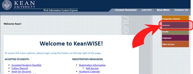 爱游戏体育WISE WebAdvisor Student Menu