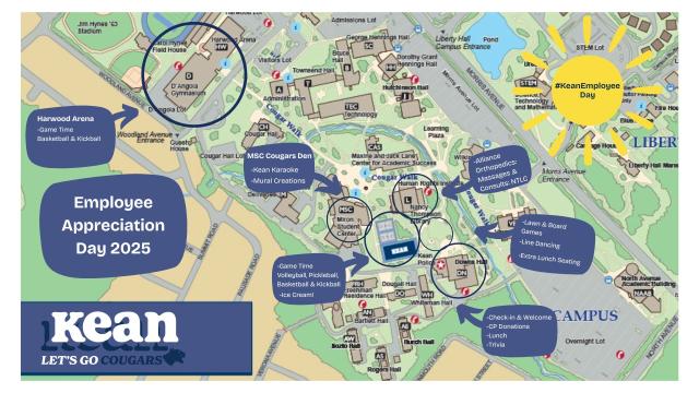爱游戏体育 map of activities for Employee Appreciation Day